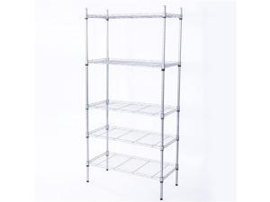 Balight Rectangle Carbon Steel Metal Assembly 5-Shelf Storage Rack Silver Gray Balight Rectangle Carbon Steel Metal Assembly 5-Shelf Storage Rack Silver Gray