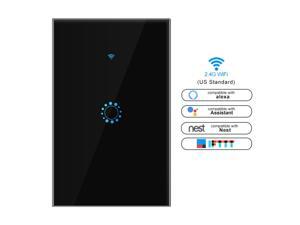 Smart Switch 1 Gang WiFi Light Switches in Tempered Glass Touch Panel by Tuya/Smart Life APP Compatibles with Alexa, Google Home and IFTTT,No Hub Required (Black) Smart Switch 1 Gang WiFi Light Switches in Tempered Glass Touch Panel by Tuya/Smart Life APP Compatibles with Alexa, Google Home and IFTTT,No Hub Required (Black)