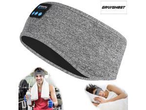Bluetooth Headband,Wireless Sleeping Headphones Sleep Mask with White Noise and Microphone and Ultra-Thin Speakers Perfect for Side Sleepers Workout Sleeping Running Jogging Yoga Air Travel - Grey