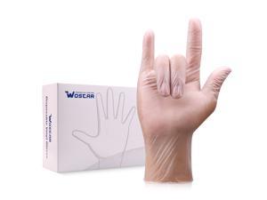 Wostar PVC Disposable Gloves Pack of 100, Latex Free Safety Working Gloves for Food Handle or Industrial Use