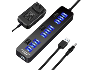 OUDUU USB Hub 3.0-USB Hub 2.0 10 Ports - 9 Port USB 3.0 Hub + 1 Smart Charging Port USB Extension for Computer MacBook Laptop iPhone OUDUU USB Hub 3.0-USB Hub 2.0 10 Ports - 9 Port USB 3.0 Hub + 1 Smart Charging Port USB Extension for Computer MacBook Laptop iPhone