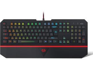 Redragon K502 RGB Gaming Keyboard RGB LED Backlit Illuminated 104 Key Silent Keyboard with Wrist Rest for Windows PC Games (RGB Backlit)