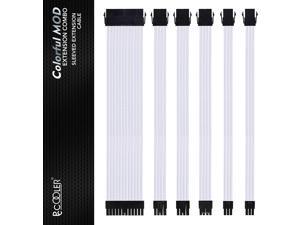 PCCOOLER Sleeved Cable Extension Kit for Power Supply Cable Kit, PSU Cable in 30cm/11.8'' with Cable Comb 24pin ATX/4+4pin CPU, 8 (6+2) pin PCI-E, 6pin PCI-E PSU Cables for Cable Management (White) PCCOOLER Sleeved Cable Extension Kit for Power Supply Cable Kit, PSU Cable in 30cm/11.8'' with Cable Comb 24pin ATX/4+4pin CPU, 8 (6+2) pin PCI-E, 6pin PCI-E PSU Cables for Cable Management (White)