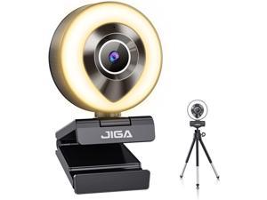 2021 JIGA 1080P Webcam with Microphone and Ring Light, Web Camera Plug and Play Streaming Webcam HD USB Advanced Auto-Focus Adjustable Brightness Privacy Protection for PC Desktop, Laptop, Mac, Gaming