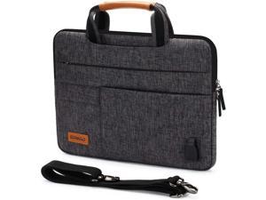 DOMISO 10.1 Inch Multi-Functional Laptop Sleeve Business Briefcase Messenger Bag with USB Charging Port for 10.1-10.5 Inch Laptop/Tablet/iPad Pro/iPad Air/Lenovo Yoga Book/Asus,Black Zipper
