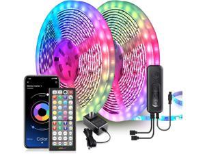 65.6ft LED Lights for Bedroom Music Sync Color Changing RGB LED Strip Rope Lights 44-Key Remote 5050 RGB LED Light Strips(APP+Remote+Mic+3 Button Switch)