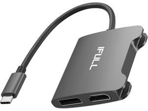USB C Dual HDMI DP Adapter, Thunderbolt 3/USB-C to HDMI DisplayPort HDMI Dual Monitors Adapter,Multiple Monitors Adapter Hub Dongle 4K @60hz for HP/Dell/Surface/Lenovo/Thinkpad/Chromebook Laptops