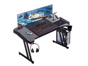 Goaic Gaming Desk 47 Inch PC Computer Desk Z-shaped Table Home Office Gamer Desk, Ergonomic Gaming Table with Large Carbon Fiber Surface, Gamer Workstation with Mouse Pad, Cup Holder & Headphone Hook Goaic Gaming Desk 47 Inch PC Computer Desk Z-shaped Table Home Office Gamer Desk, Ergonomic Gaming Table with Large Carbon Fiber Surface, Gamer Workstation with Mouse Pad, Cup Holder & Headphone Hook