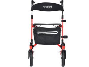 Koosom Rollator Walkers with Seat and Brakes Heavy Duty with 10" Wheels,2 Ways Folding Senior Walker