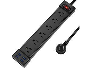 Power Strip, SUPERDANNY Surge Protector Power Strip with USB Ports, Extension Cord, 6 Outlet & 4 USB, Flat Plug, 4Ft Cord, 900J, Multiple Protection for iPhone/iPad/PC/Home/Office/Dorm/Travel, Black