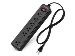 SUPERDANNY Power Strip Surge Protector 6-Outlet 4.5 Ft Extension Cord 900 Joules  Overload Switch Grounded Multiple Protections Mountable Desktop Charging Station for Home Office Black