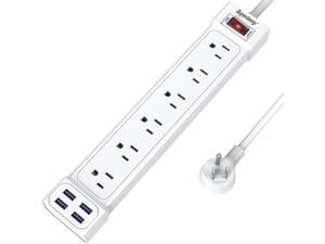 Power Strip, SUPERDANNY Surge Protector Power Strip with USB Ports, 6 Outlet & 4 USB, Flat Plug, 4Ft Extension Cord, 900 Joules, Multiple Protection for iPhone/iPad/PC/Home/Office/Dorm/Travel, White
