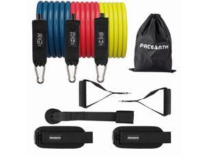 PACEARTH Resistance Bands Set with Handles, 3 Exercise Bands Stackable with Thickened Door Anchor and Ankle Straps - Fitness Bands Tube for Home Gym Workout, Strength Training, Carry Bag PACEARTH Resistance Bands Set with Handles, 3 Exercise Bands Stackable with Thickened Door Anchor and Ankle Straps - Fitness Bands Tube for Home Gym Workout, Strength Training, Carry Bag