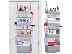 ULG Over The Door Organizer with 4 Large Capacity Pockets and 6 Mesh Pockets, 33lb Capacity Closet Door Hanging Organizer, Nursery Organizers and Storage for Baby Kids Toys, Diapers Organizer