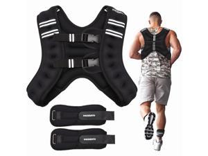 PACEARTH Weighted Vest Plus Size with Ankle/Wrist Weights 20lbs Adjustable Body Weight Vest with Reflective Stripe Workout Equipment for Strength Training, Walking, Running for Men Women