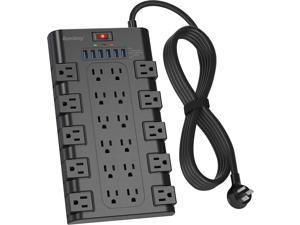 SUPERDANNY Power Strip Surge Protector with 6 USB Charging Ports and 22 AC Outlets 8Ft Long Extension Cord 2100 Joules, 15A Black