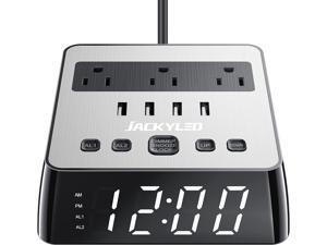 JACKYLED Alarm Clock with USB Charger Power Strip Total 4.8A...