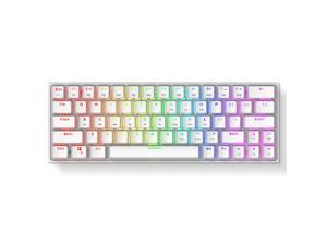 Ractous RTK63 60% Mechanical Gaming Keyboard True RGB Backlit TYPE-C Wired ABS doubleshot keycap 63Keys Portable Mini Ultra-Compact keyboard with Full key Programmable (White) (Blue Switch) Ractous RTK63 60% Mechanical Gaming Keyboard True RGB Backlit TYPE-C Wired ABS doubleshot keycap 63Keys Portable Mini Ultra-Compact keyboard with Full key Programmable (White) (Blue Switch)