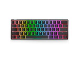 Ractous RTK61 60% Mechanical Gaming Keyboard with PBT Pudding keycap, RGB Backlit Hot Swappable Type-C 61Key ultra-Compact keyboard with Full key Programmable -Black ( Gateron Optical Brown Switch)
