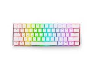 Ractous RTK61 60% Mechanical Gaming Keyboard with PBT Pudding keycap, RGB Backlit Hot Swappable Type-C 61Key ultra-Compact keyboard with Full key Programmable -White  (Gateron Optical Brown Switch)