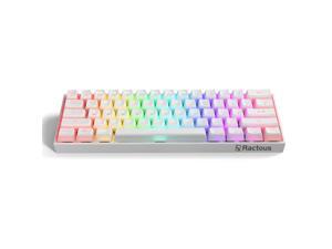 Ractous RTK61 60% Mechanical Gaming Keyboard with PBT Pudding keycap, RGB Backlit Hot Swappable Type-C 61Key ultra-Compact keyboard with Full key Programmable -White (Gateron Optical Blue Switch)