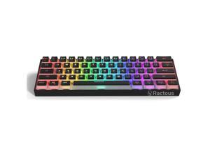 Ractous RTK61P 60% Mechanical Gaming Keyboard with PBT Pudding keycap, RGB Backlit Hot Swappable Type-C 61Key Ultra-Compact Keyboard with Full Key Programmable-Black(Gateron Optical Silver  Switch)