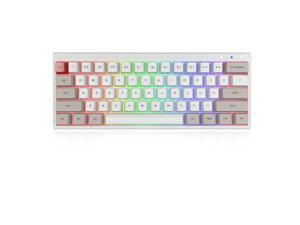 Ractous RTK61BP 60% Mechanical Gaming Keyboard with Dye-Sublimation Keycap Bluetooth 5.0/Wireless/Wired Keyboard Hot Swappable RGB Backlit 61key Full Key Programmable-White(Gateron Optical Brown)