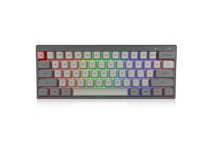 Ractous RTK61BP 60% Mechanical Gaming Keyboard with Dye-Sublimation Keycap Bluetooth 5.0/Wireless/Wired Keyboard Hot Swappable RGB Backlit 61Key Full Key Programmable-Black(Gateron Optical Red)