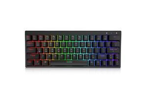 Ractous RTK63B 60% Mechanical Gaming Keyboard with PBT Keycap Bluetooth 5.0/Wireless/Wired Keyboard Hot Swappable RGB Backlit 63Key Keyboard Full Key Programmable-Black(Optical Blue Switch)