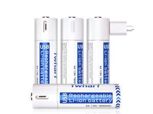 USB Rechargeable Batteries 1.5V/1500mAh Lithium Ion AA Battery with 4-in-1 Micro USB Charging Cable 1.5h Quick-Charge Built-in Integrated Safety Circuit Protection Double A Batteries(4 Pack) USB Rechargeable Batteries 1.5V/1500mAh Lithium Ion AA Battery with 4-in-1 Micro USB Charging Cable 1.5h Quick-Charge Built-in Integrated Safety Circuit Protection Double A Batteries(4 Pack)