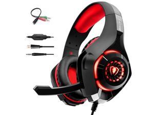 Gaming Headset for PS5 Xbox X  Switch Gaming PC Mobile Phone Tablet with Enhanced Bass and Noise Cancelling, LED Light with PC Laptop and Mac