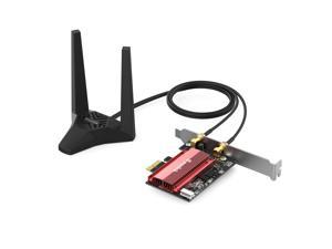 Wavlink AX WiFi 6 3000Mbps PCIe WiFi Adapter with Bluetooth5.1 for Desktop PC Intel WiFi 6 AX200 5G/2400Mbps 2.4G/574Mbps WiFi with Magnetic 5dBi Antenna Base Advanced Heat Sink 160MHz OFDMA MU-MUMO