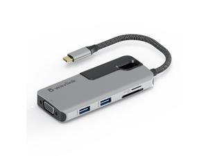 USB C Hub, USB to HDMI Multiport Hub, Wavlink USB Hub USB Dongle Adapter, 7 in 1 with 4K HDMI Output, 2K 60Hz VGA Port, 2 USB 3.0 Ports SD/Micro SD Card Reader 87W PD, Compatible with MacBook Pro Air
