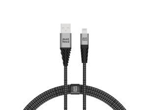 iPhone Charger MINTHOUZ [1-Pack 3ft] for Apple MFi Certified Lightning Cable, 3 ft Long iPhone Nylon Braided Cord Data Charging USB Cable for iPhone12/ 11/X/XS/XR, Gray, with Velcro (fastening tape)