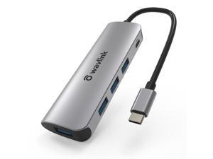 Wavlink USB C 5-in-1 USB Hub for Windows & Mac, with 4 USB3.0 Ports, 65W Power Supply for iPad Pro/MacBook/Type C Devices, Support OTG functionality, no more adapter needed.