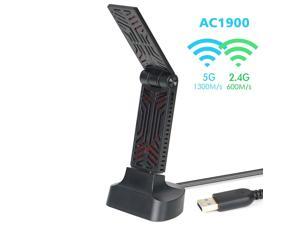 USB 3.0 WiFi Adapter AC1900Mbps, USB Wireless Network Adapter 3dBi Antennas Wi-Fi Dongle for Laptop Desktop PC Compatible with Windows 10/7/8/8.1/XP Mac OS X 10.6-10.15.4