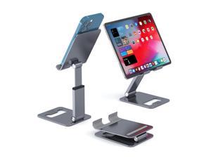 Adjustable Cell Phone Stand, Minthouz Aluminum Desktop Phone Holder Dock Compatible with iPhone 11 Pro Max Xs XR 8 Plus 7 6, Samsung Galaxy, Google Pixel, Android Phones, Black