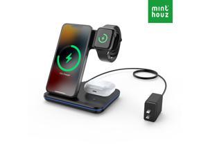 Minthouz 3 in 1 Wireless Charger 18W Fast Wireless Charging Station for Multiple Devices Apple Watch AirPods Wireless Charger Stand Compatible with iPhone 14131211 Series Samsung with Adapter