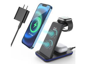 Minthouz Wireless Charger3 in 1 Fast Wireless Charging Station with 20W Adapter for Multiple Devices Apple Watch AirPods Wireless Charger Stand Compatible with iPhone 1514131211 Series Samsung