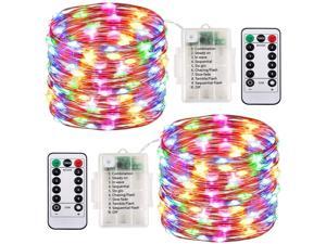 2 Pack LED Fairy Lights Battery Operated String Lights Waterproof 8 Modes 100 LED 33ft Fairy String Lights with Remote and Timer Firefly Lights Christmas Decor Bedroom Party Wedding Lights Multi Color 2 Pack LED Fairy Lights Battery Operated String Lights Waterproof 8 Modes 100 LED 33ft Fairy String Lights with Remote and Timer Firefly Lights Christmas Decor Bedroom Party Wedding Lights Multi Color