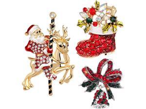 Gleamart 3Pcs Christmas Enamel Brooch Pin Set Elk Santa Claus Bell Xmas Boot Pin Gift Gleamart 3Pcs Christmas Enamel Brooch Pin Set Elk Santa Claus Bell Xmas Boot Pin Gift
