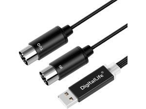 USB MIDI Cable - DigitalLife MIDI to USB Cable - 5-Pin MIDI In-Out Interface to USB Converter Cable for MIDI Keyboard/Piano/Drum to PC/Mac/Tablet USB MIDI Cable - DigitalLife MIDI to USB Cable - 5-Pin MIDI In-Out Interface to USB Converter Cable for MIDI Keyboard/Piano/Drum to PC/Mac/Tablet