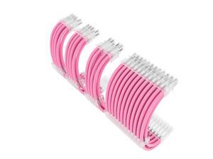 Hipesen Sleeved Cables PSU Extension Kit(Pink Cable with Transparent Connectors) 16AWG 30cm ATX 24-pin,CPU4+4-pin,PCI-E 6+2-pin * 2 for ATX Power Supply Cable with Cable Comb