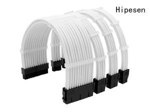 Hipesen Sleeved Cables PSU Extension Kit 18AWG 30cm ATX 24-pin,CPU4+4-pin,PCI-E 6+2-pin,PCI-E 6-pin for ATX Power Supply Cable with Black Cable Comb
