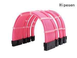 Hipesen Sleeved Cables PSU Extension Kit 18AWG 30cm ATX 24-pin,CPU4+4-pin,PCI-E 6+2-pin,PCI-E 6-pin for ATX Power Supply Cable with Black Cable Comb Hipesen Sleeved Cables PSU Extension Kit 18AWG 30cm ATX 24-pin,CPU4+4-pin,PCI-E 6+2-pin,PCI-E 6-pin for ATX Power Supply Cable with Black Cable Comb