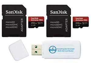 SanDisk 256GB Micro SDXC Extreme Pro Memory Card 2 Pack Works with GoPro Hero 8 Black Max 360 Cam Class 10 SDSQXCZ256GGN6MA Bundle with 1 Everything But Stromboli MicroSD  SD Card Reader