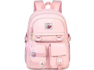 CCJPX Girls Backpack 16 inch Elementary School Laptop Bag College Bookbag Anti Theft Daypack for Teens Students Women  Pink