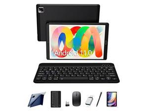 Tablet 10 Inch Android 11 2 in 1 Tablet with Keyboard 4GB RAM 64GB ROM 128GB Expansion 13MP Camera 5G WiFi Bluetooth Mouse Stylus HD Display 6000 mAh Battery OTG Google Certified Black