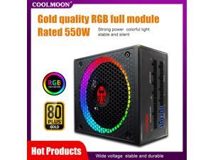 Coolmoon 550W Power Supply 80PLUS GOLD Certificat 140mm Silent RGB Fan Desktop Computer Full Module Power Supply Coolmoon 550W Power Supply 80PLUS GOLD Certificat 140mm Silent RGB Fan Desktop Computer Full Module Power Supply