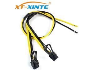 XT-XINTE Dual PCIe PCI-E Graphic Video Card 8pin 6+2pin DIY Splitter Power Cable Cord for Bitcoin Litecoin RIG Miner 12AWG+18AWG